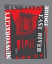 Manhattan bridge, New York city, silhouette Royalty Free Stock Photo