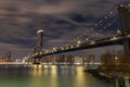 Manhattan Bridge and New York Cityscape at night Royalty Free Stock Photo
