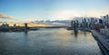 Manhattan Bridge and New York Skyline Sunset