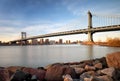 Manhattan Bridge over East River at sunset in New York City Manhattan Royalty Free Stock Photo