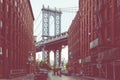 Manhattan Bridge seen from Dumbo, Brooklyn, New York City, USA. Royalty Free Stock Photo