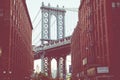 Manhattan Bridge seen from Dumbo, Brooklyn, New York City, USA. Royalty Free Stock Photo