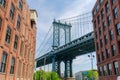 Manhattan Bridge seen from Dumbo, Brooklyn, NYC Royalty Free Stock Photo