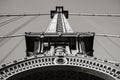 Manhattan Bridge Tower Detail in Black & White, New York Royalty Free Stock Photo