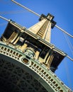 Manhattan Bridge Tower Detail with Suspension Cables, New York C Royalty Free Stock Photo