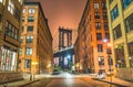 Manhattan Bridge view from Dumbo, Brooklyn at night Royalty Free Stock Photo