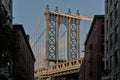 manhattan bridge view from dumbo (over the hudson river to brooklyn, new york) nyc travel Royalty Free Stock Photo