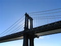 Manhattan Bridge Western Tower, Backlit by Afternoon Sun Royalty Free Stock Photo