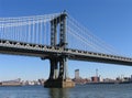 Manhattan Bridge Western Tower and Brooklyn, Landscape View Royalty Free Stock Photo