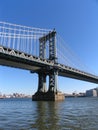 Manhattan Bridge Western Tower and Brooklyn, Portrait View Royalty Free Stock Photo