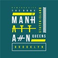 Manhattan brooklyn new york vector illustration denim vintage