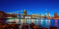 Manhattan city skyline cityscape of New York with Brooklyn Bridge Royalty Free Stock Photo
