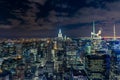 Manhattan cityscape with skyscrapers at night , New York City (a Royalty Free Stock Photo