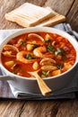 Manhattan chowder soup close-up. vertical Royalty Free Stock Photo