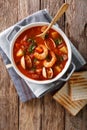 Manhattan chowder soup close-up. Vertical top view Royalty Free Stock Photo