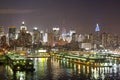 Manhattan coast at night Royalty Free Stock Photo