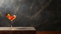 Manhattan cocktail. Elegant glass of a manhattan cocktail with dark background. Whiskey cocktail. Copyspace. Horizontal banner. Ai