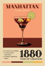 Manhattan Cocktail retro poster vector art.