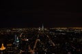 Manhattan, Downtown and One World Trade Center Seen From the Observation Deck of the Empire State Building at Night Royalty Free Stock Photo