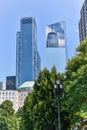 Manhattan financial district buildings on a sunny day. Architecture and business concepts. Manhattan, New York City, USA Royalty Free Stock Photo