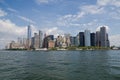 Manhattan financial district view from Hudson River, New York City