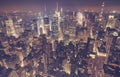 Manhattan at hazy night, color toning applied, New York City, USA Royalty Free Stock Photo