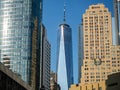 Manhattan island, New York City - One World Trade Center office building with view deck platform,platform, next to 911 memorial Royalty Free Stock Photo