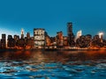 Manhattan. Late evening New York City skyline panorama Royalty Free Stock Photo