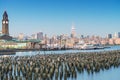 Manhattan midtown skyline from Jersey City at dusk Royalty Free Stock Photo