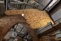 Big hand sign and clock, interior view of Chelsea Local Market. Royalty Free Stock Photo