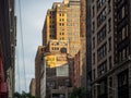 Manhattan, New York City - old street architecture, traditional advertisement on brick wall building, local culture, real estate