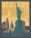 Manhattan, New York city, silhouette illustration Royalty Free Stock Photo