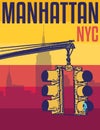 Manhattan, New York city, silhouette illustration Royalty Free Stock Photo