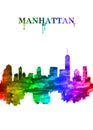 Manhattan New York City skyline Portrait Rainbow Royalty Free Stock Photo