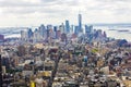 Manhattan skyline and skyscrapers aerial view. New York City, USA Royalty Free Stock Photo