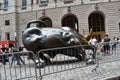 Charging Bull or Bull of Wall Street in Manhattan Royalty Free Stock Photo