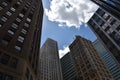 Skyscrapers or Tall Buildings on Wall Street in Manhattan, NYC Royalty Free Stock Photo