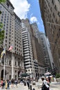 Skyscrapers or Tall Buildings on Wall Street in Manhattan, NYC Royalty Free Stock Photo