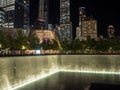 Manhattan, New York city, United States of America : World Trade Center 9-11 terrorist attack victim memorial museum, fountain Royalty Free Stock Photo