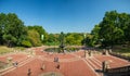 Manhattan, New York City, United States : [ Central park, midtown Manhattan, Bethesda mall fountain panorama ]