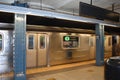 A Train Stopping at the 125th Street station, Manhattan, New York City, USA Royalty Free Stock Photo