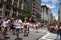 Manhattan, New York, June, 2017: line of The Gay Pride Parade with blue sky