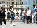 Manhattan New York - June 26, 2016: Street musicians rapping in New York. Royalty Free Stock Photo