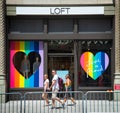 Two men waiting for the beginning of the 2018 New York City Pride Parade. Royalty Free Stock Photo