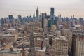 Manhattan, New York, northeastern aerial city view along Broadway to Midtown Manhattan Royalty Free Stock Photo