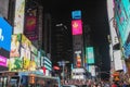 Manhattan,New York,USA- JUNE 15 ,2018: People visit on street Times Square at night .This Place is world's most visited Royalty Free Stock Photo