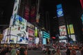 Manhattan,New York,USA- JUNE 15 ,2018: People visit on street Times Square at night .This Place is world's Royalty Free Stock Photo