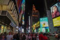 Manhattan,New York,USA- JUNE 15 ,2018: People visit on street Times Square at night .This Place is world's Royalty Free Stock Photo