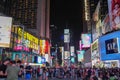 Manhattan,New York,USA- JUNE 15 ,2018: People visit on street Times Square at night .This Place is world's Royalty Free Stock Photo