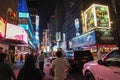 Manhattan,New York,USA- JUNE 15 ,2018: People visit on street Times Square at night .This Place is world's Royalty Free Stock Photo